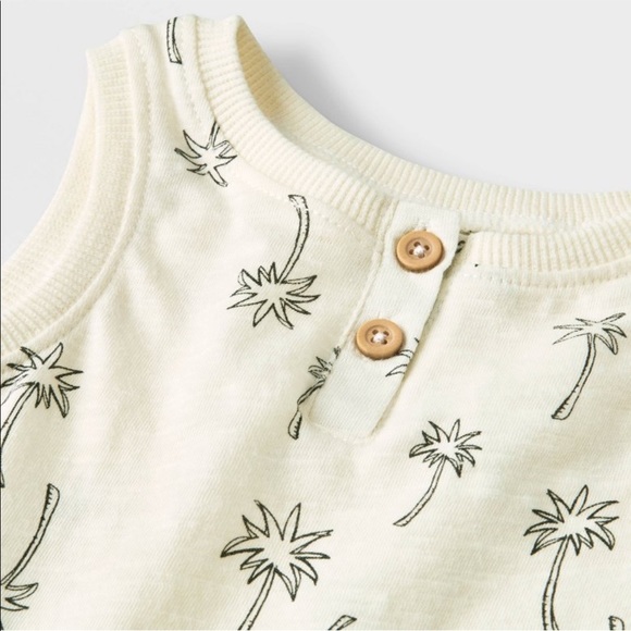 Grayson Mini Palm Tree Henley Tank and Bottom short set 0-3 Target - Picture 3 of 5